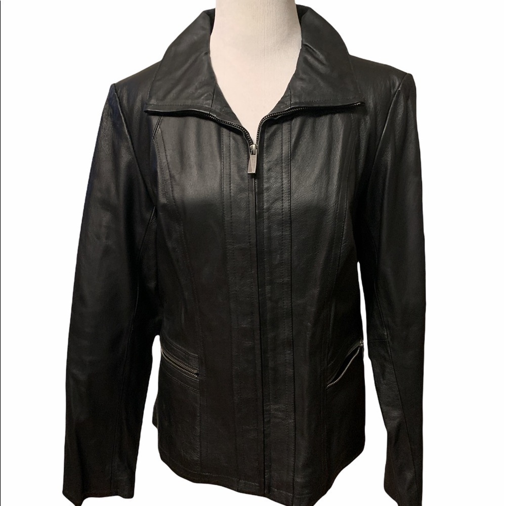 La Nouvelle Renaissance genuine leather jacket, black, new without tags